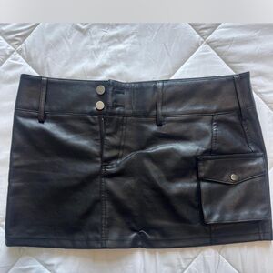 Princess Polly Black Faux Leather Skirt